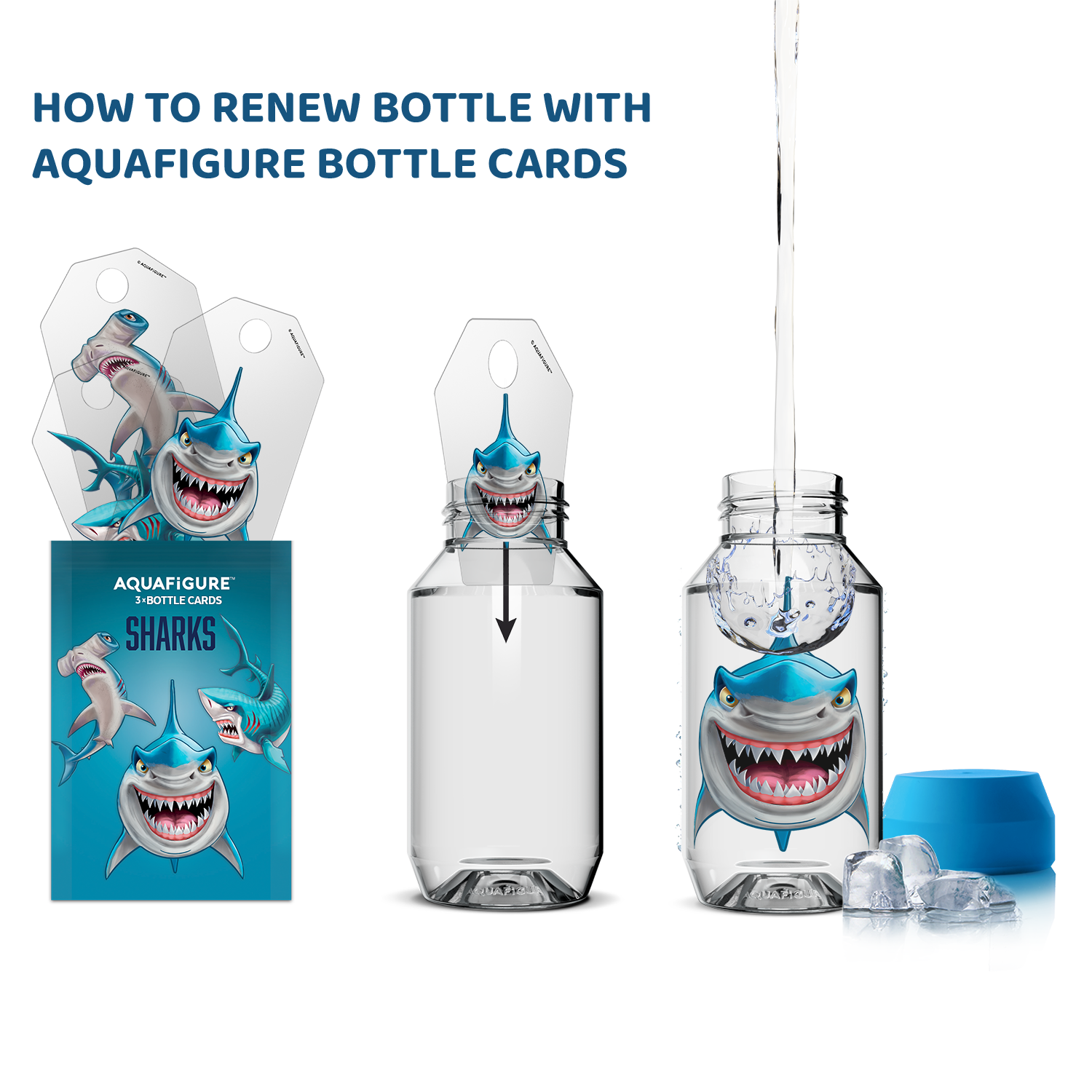 Aquafigure bottle including one Bottle Card - BLUE