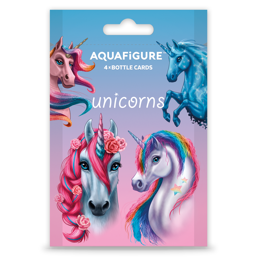 Unicorns - Aquafigure Pouch including 4 bottle cards