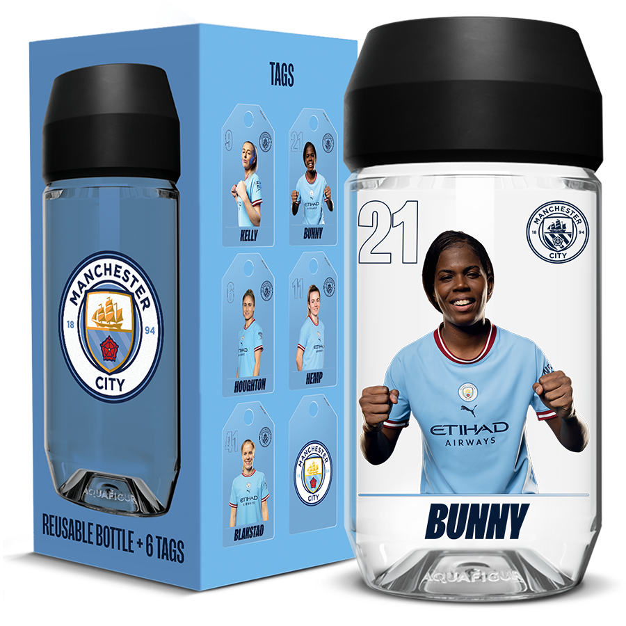 Manchester City Damenmannschaft - Aquafigure Flasche mit 6 Tags