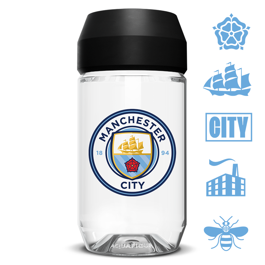Manchester City Herrenmannschaft - Aquafigure-Flasche mit 6 Tags