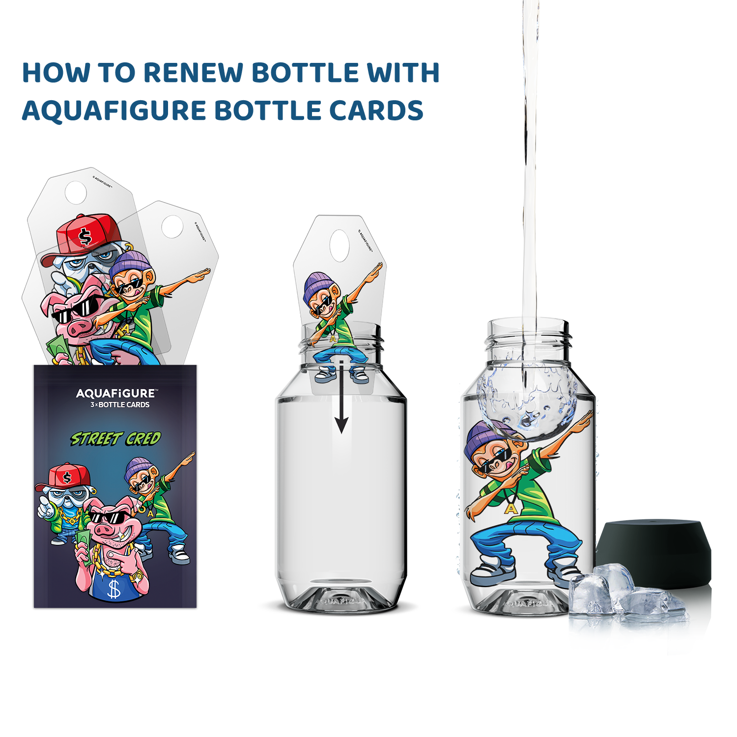 Aquafigure bottle including one Bottle Card - BLACK
