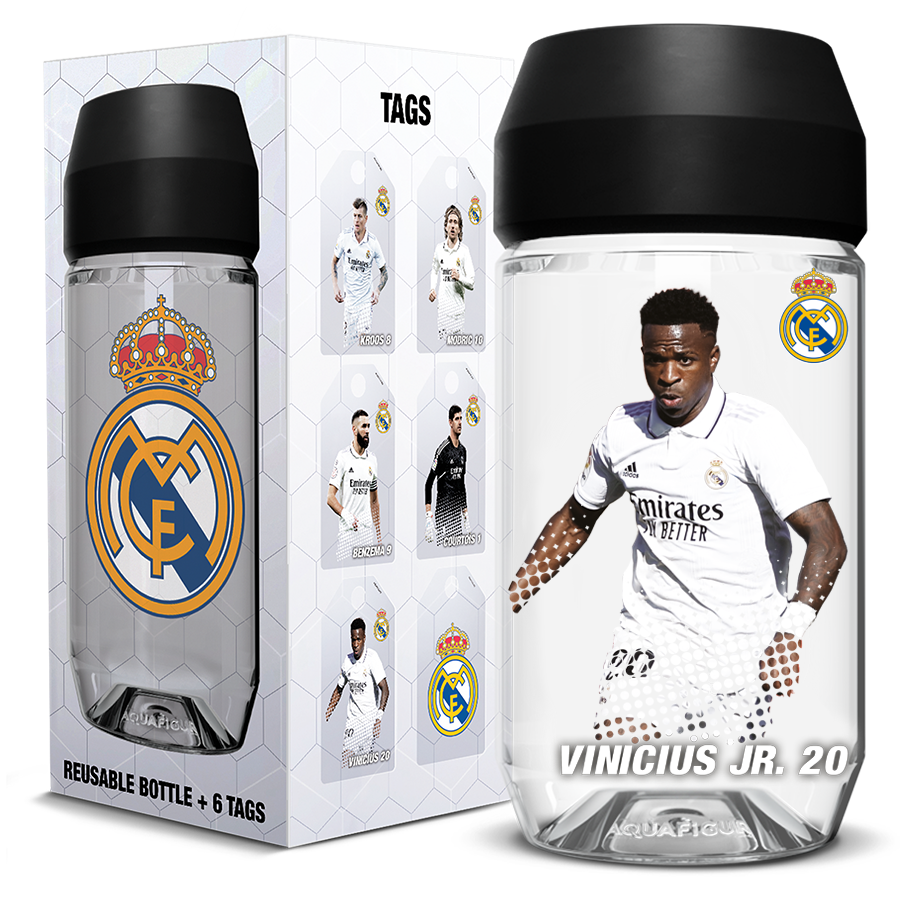 Real Madrid herrelag - Aquafigure flaske inkludert klubblogo og 5 spillere