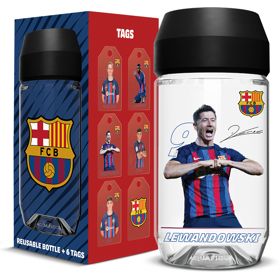 Equipo FC Barcelona masculino - Botella Aquafigure con 6 Tags